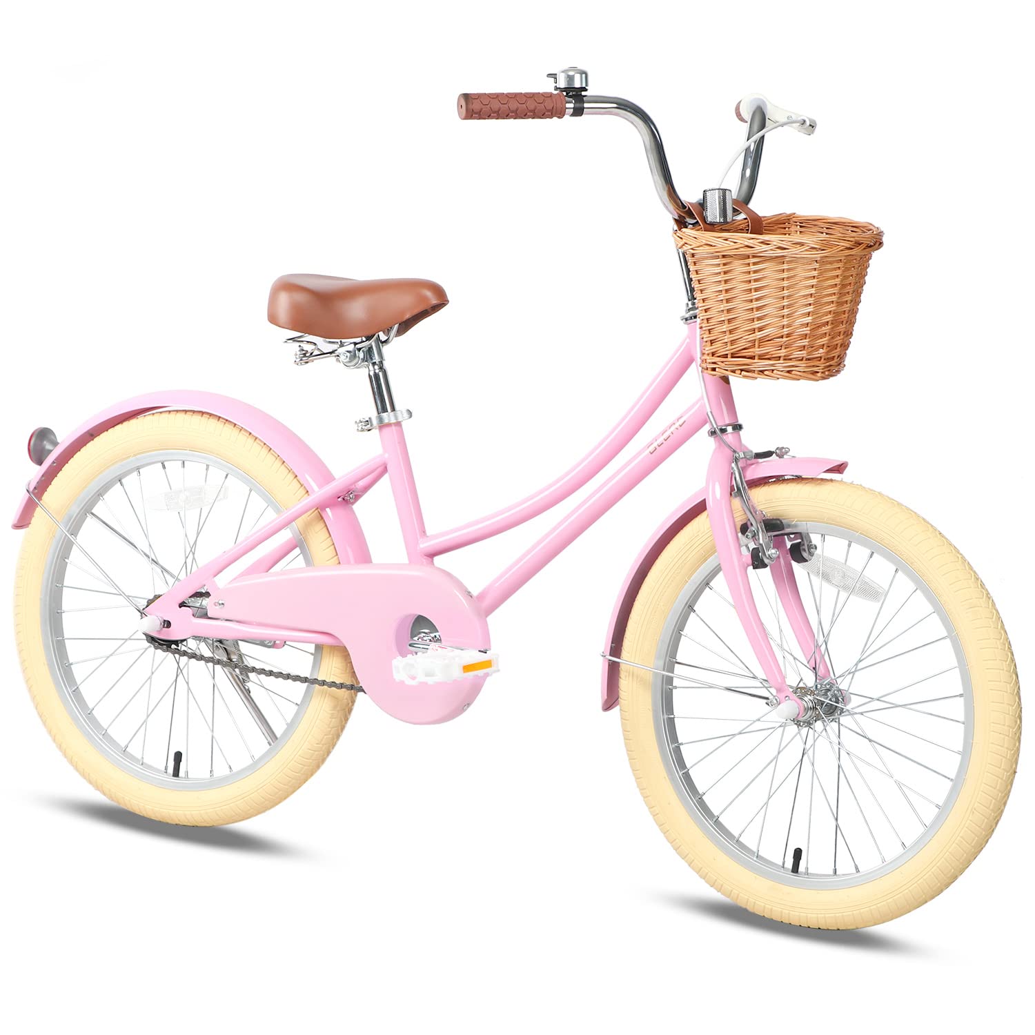 Glerc Little Molly 12-20 Inch Kids Retro Cruiser Bike for 2-13 Year Old with Wicker Basket & Training Wheels/Kickstand, Multiple Colors
