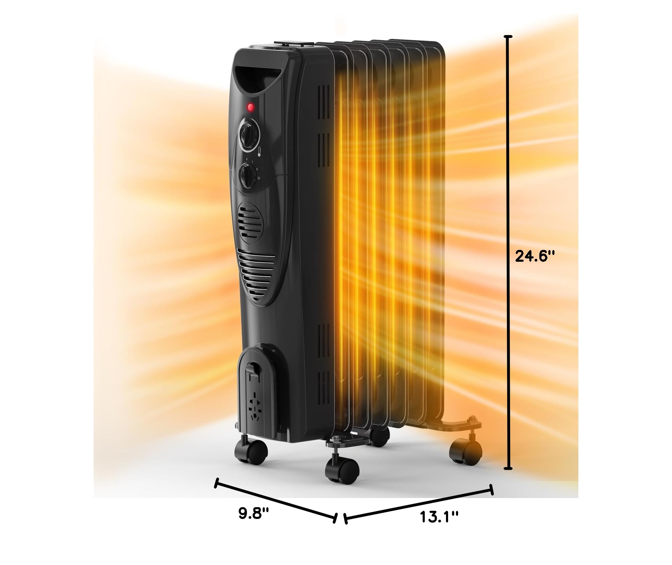 Oil Heater, 1500W Air Choice Electric Portable Space Heaters with 3 Heat Settings, Overheat & Tip-Over Protection, Adjustable Thermostat, Quiet Oil Filled Radiator Heater for Indoor Use, Home, Office