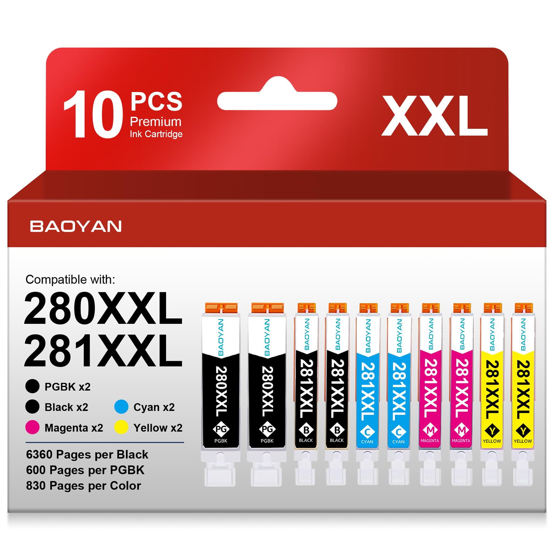 Photo 1 of 10 Pack PGI-280XXL/CLI-281XXL Replacement for Canon 281 Ink Cartridges for Canon 280 281 Ink Cartridges Compatible with PIXMA TR8520 TR8620a TR8620 TR7520 TR8600 TS6120 TS6220 TS9120