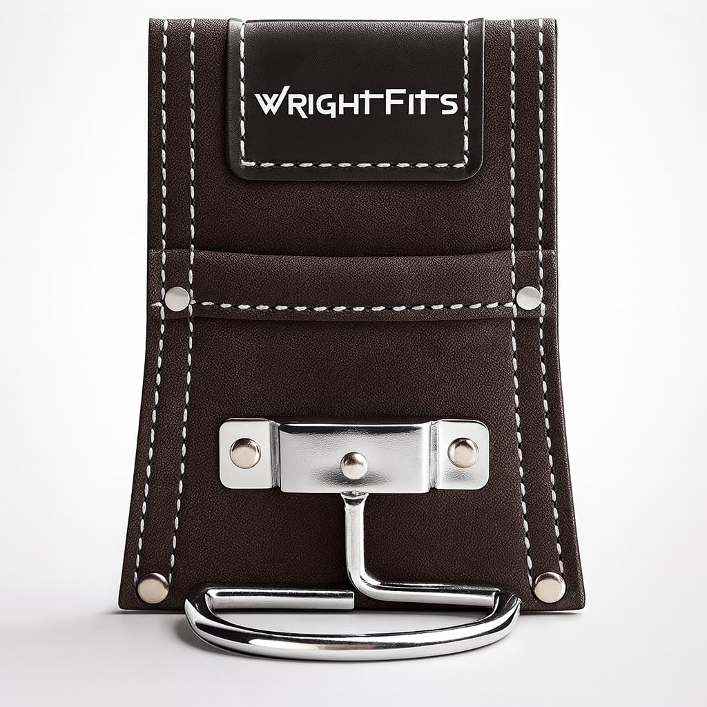 WrightFits Genuine Leather Hammer Holder – Heavy-Duty Hammer Holster with Steel Loop for Tool Belts | Durable Leather Tool Pouch for Builders, Carpenters & DIY Professionals