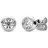 Moissanite Diamond Stud Earrings for Women Bezel Solitaire S925 Sterling Silver for Wife Girlfriend Mom Gifts for Her Daughter on Birthday Wedding Anniversary
