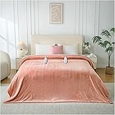 LunaHush Heated Electric Blanket Queen Size, Dual Control Fast Heating Sherpa Blanket, 8 Heating Levels & 10 Hours Auto Off, Machine Washable with ETL & FCC Certified, Pink