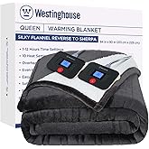 Westinghouse Electric Blanket Queen, Heated Blanket Queen Size with 10 Heating Levels and 1 to 12 Hours Heating Time Settings, Flannel to Sherpa Reversible, Machine Washable (84" x 90", Charcoal)