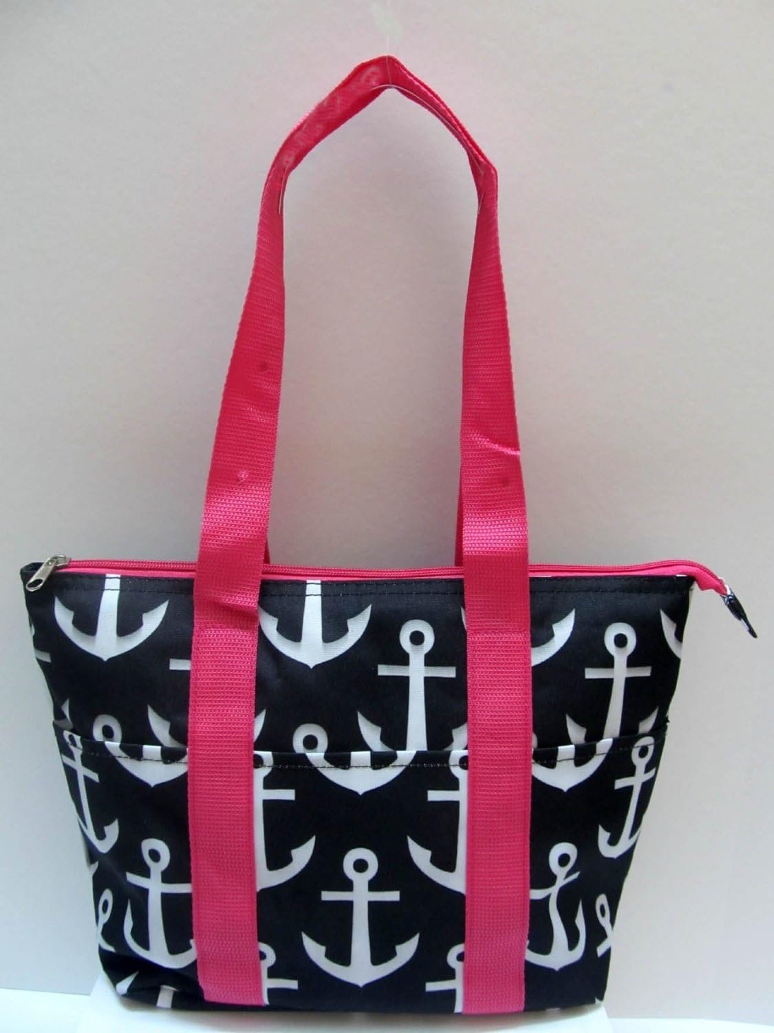 Good Bag Insulated Lunch Bag Portable Carry Storage Lunch Tote Bag - Anchors Black - Pink