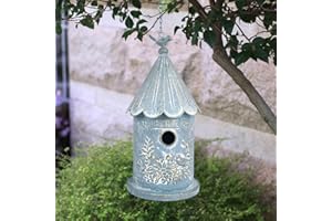 Z² BellaDecor Metal Hanging Birdhouses for Outdoors Bird Houses for Outside Unique Bird Nest for Bluebird Wren Chickadee Sparrow Bird Nest Box for Garden Patio