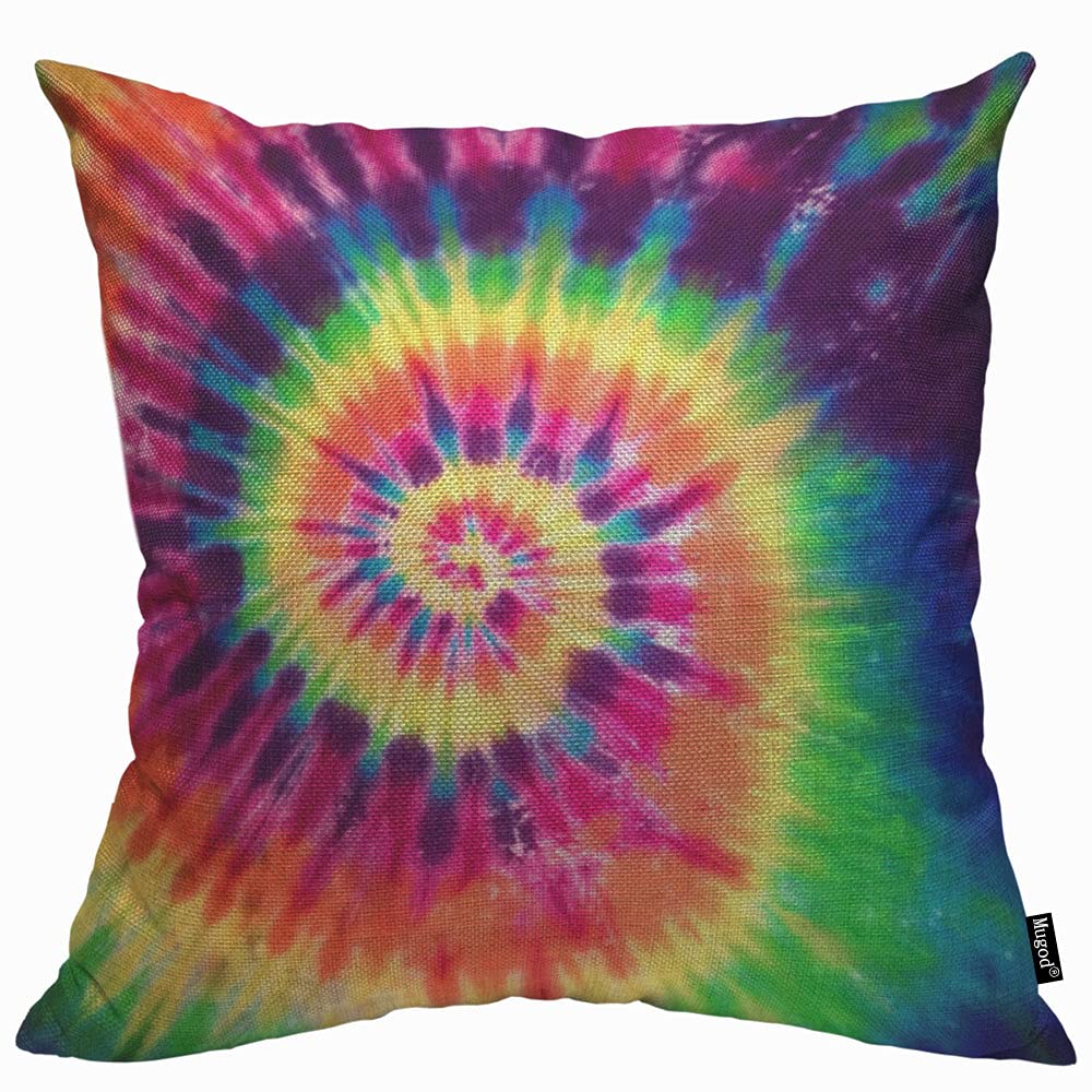Mugod Like a Rainbow Cushion Cover Throw Pillow Covers Abstract Swirl Colorful Tie Dye Pattern Pillow Case for Men Women Decorative Home Sofa Chair Couch 45x45cm/18x18 Inch