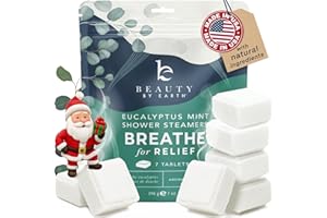 BEAUTY BY EARTH Shower Steamers Aromatherapy - USA Made with Natural Ingredients & Eucalyptus Essential Oil, Christmas Stocking Stuffers for Men & Women, Large Shower Bombs, White Elephant Relaxation Spa Gifts