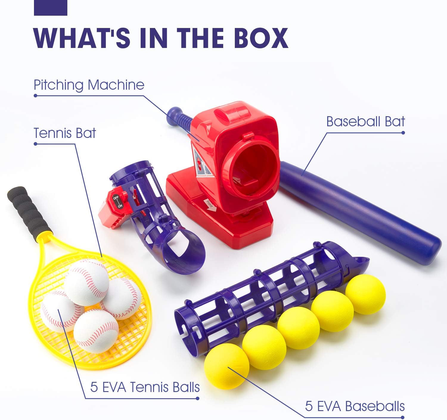 CubicFun Baseball Pitching Machine for Kids Outdoor Toys for Kids 6-12 Boys Girls, Baseball Tennis Training Outdoor Toy for Boys 5-7 Automatic Pitcher 10 Eva Balls, Toys for 5 Year Old Boys: Sports & Outdoors