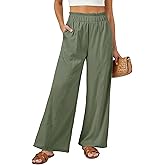 SEMARO Womens Casual Linen Feel Wide Leg Pants High Waist Palazzo Flowy Trousers Beach Vacation Outfits 2025