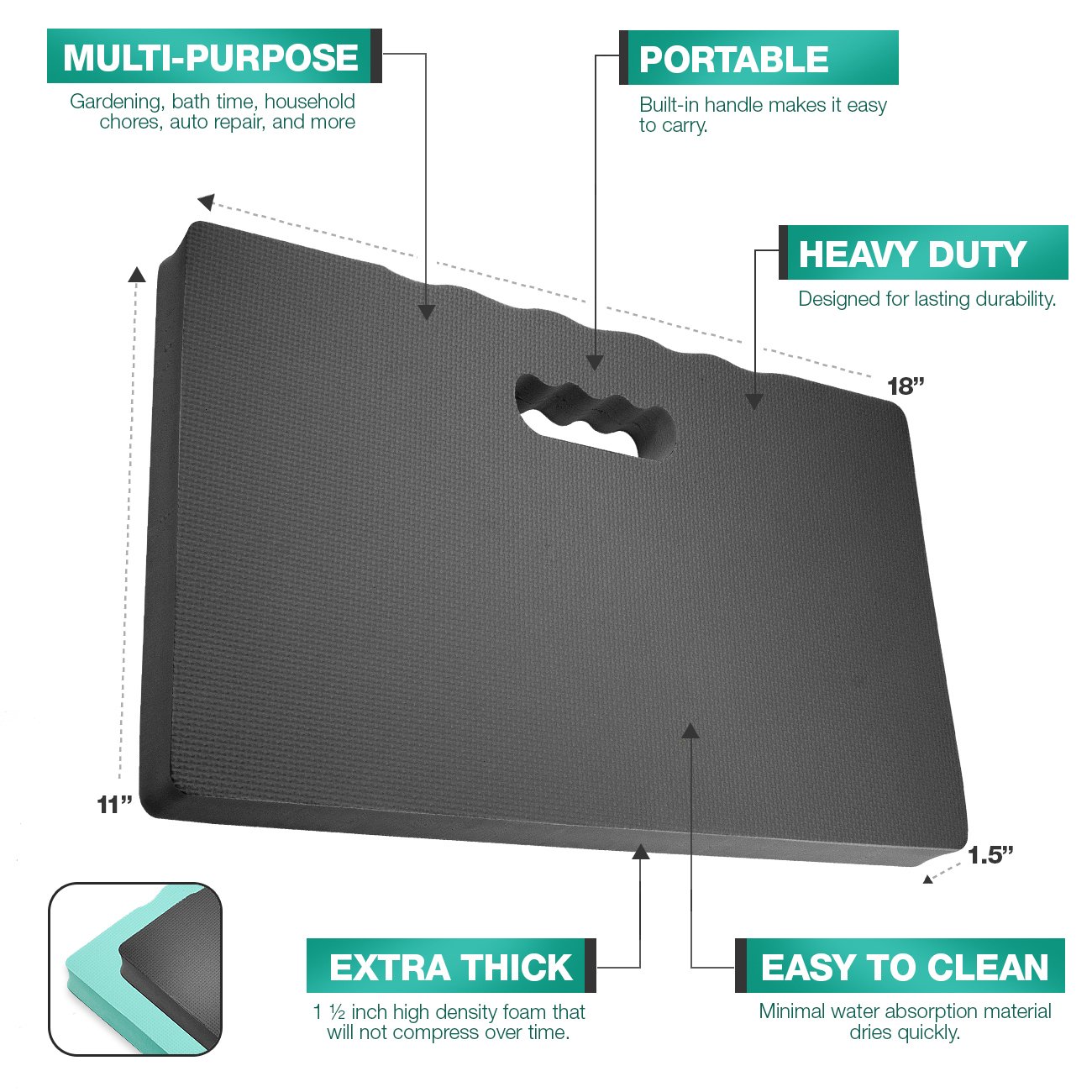 For Kneeling Or Sitting Indoor Outdoor With High Density Foam 1 Inches Thick Perfect For Gardening Exercise Black Household Chores Baby Bath Kneeler Yoga Floor Repairs Sorbus Kneeling Mat Gardening Gloves