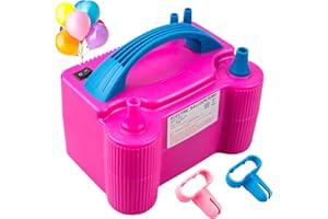 Siasky Electric Balloon Pump, Portable Dual Nozzle Electric Air Balloon Pump Inflator Blower Machine for Party Decorations, Rose Red 110V 600W with 2 Tying Tools