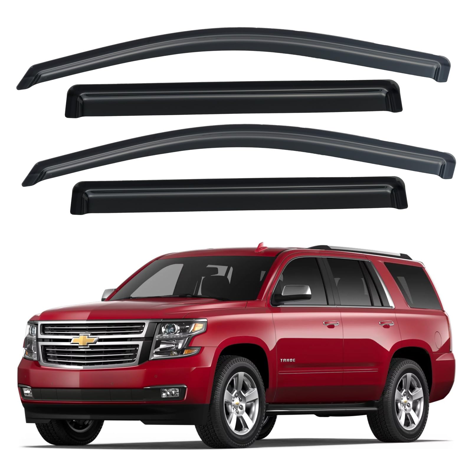 Window Vent Rain Guards For 1995-2000 Chevy Tahoe / GMC Yukon, 92-99 Suburban, 92-00 Sierra - Wind Deflectors - View #2