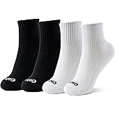 Kamo Fitness Daily 4-Pack – Women's Ankle Socks, Athletic Half Crew, Cotton Mid-Calf, Cushioned Sole, Seamless Toe, Size 5-9