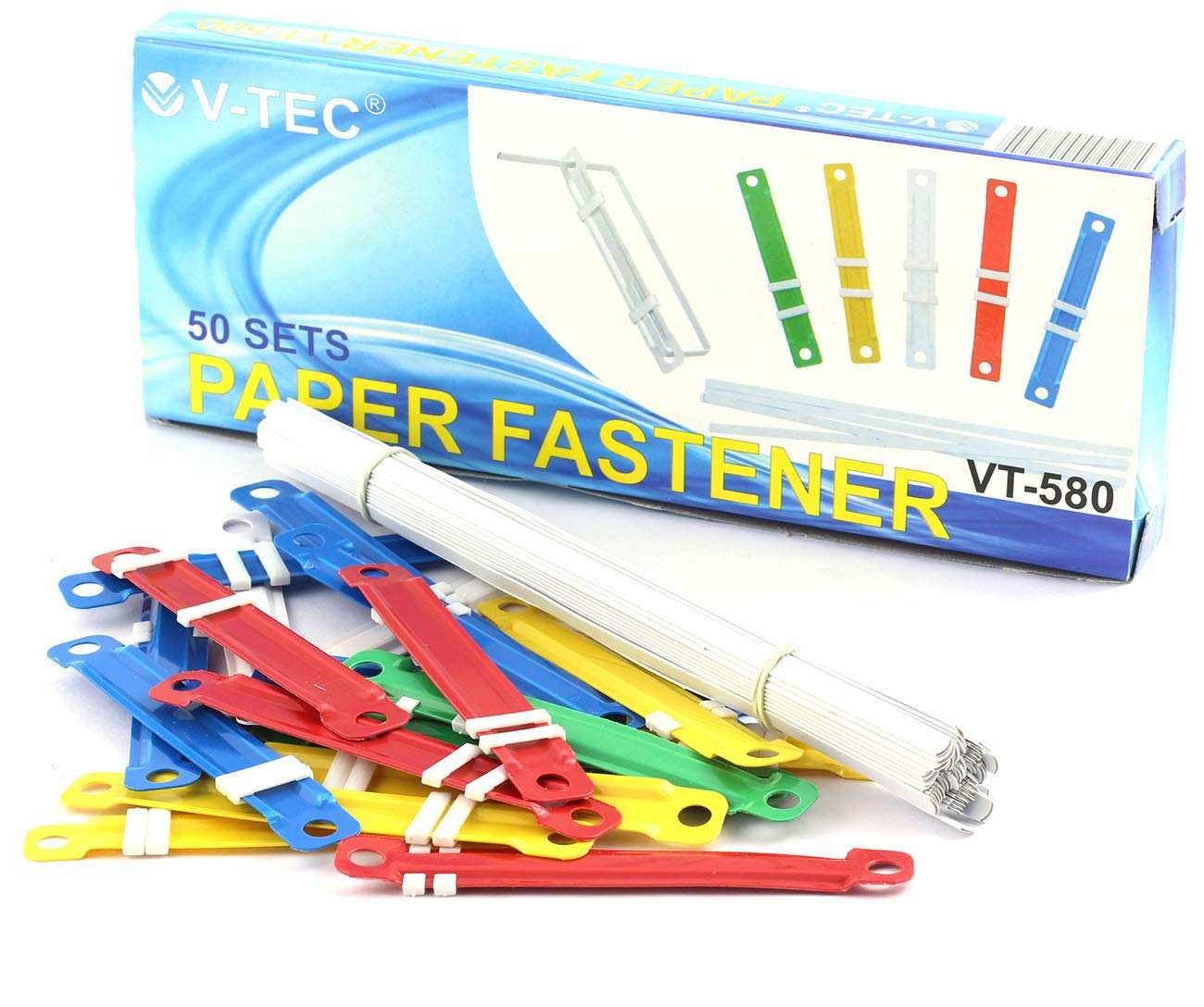 RuiLing 1Set/50pcs Plastic File Fastener 2-Hole Binder Clip Paper Fasteners 5 Colors Loose-Leaf Binding Clamp 8cm