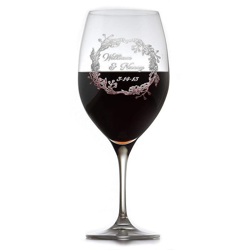 Crystal Red Wine Glass, Engraved Bride And Groom Glasses