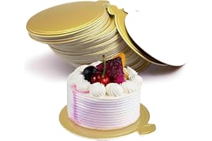 HANSGO Mini Round Golden Cardboard Cake Base, Mousse Cake Boards 100PCS Paper Plates Circle Dessert Board Base Grease