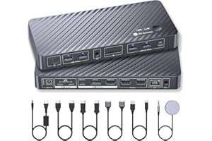AV Access KVM Switch Docking Station for MacBook, USB C KVM Switch 2 Monitors 2 Computers, 4K Dual HDMI Displays, 1 Laptop + 