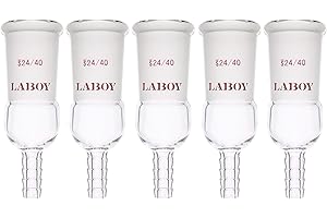 Laboy Glass Vacuum Inert Gas Inlet Adapter With 24/40 Outer Glass Joint & 8mm Hose Connection Organic Chemistry Lab Glassware 5 pcs