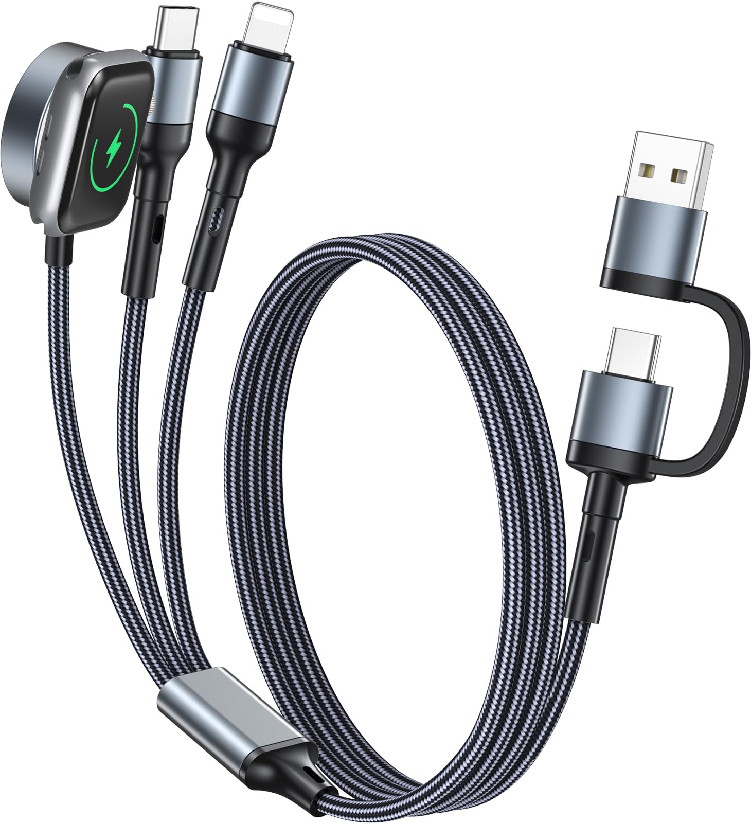 Photo 1 of 2Pack 4FT Travel Essentials for Apple Watch Charger 3 in 2 iPhone Watch Charger USB C Multi Charging Cable Compatible with iWatch Ultra/SE/11/10/9/8/7/6/5/4/3/2&iPhone 17/16/15/14/13/12/11/Galaxy S25