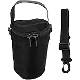 MOUMOUTEN Gas Cylinder Cover, Camping Gas Lamp Lights Handle Bags Double Zipper Portable Propane Tank Carrying Bag Multifunctional Pouch with Shoulder Strap for Camping Hiking(Black)