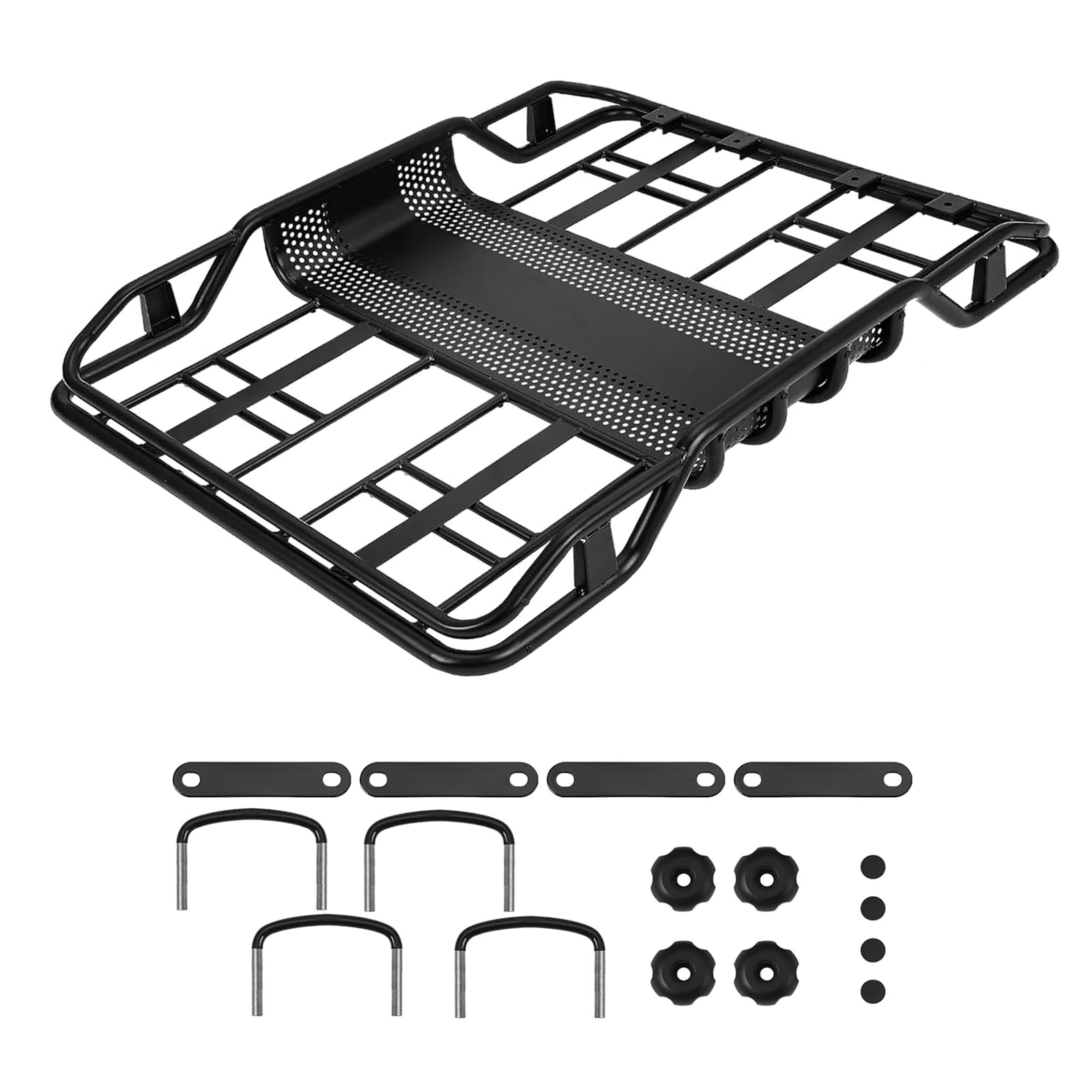 Photo 1 of 165 LBS Capacity Rooftop Cargo Basket - Universal Roof Rack Carrier for SUVs, Cars, and Trucks - Anti-Rust Cargo Carrier (50" x 38" x 6.3") for Car Top Luggage Storage - Black