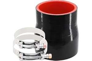 High Performance 5-Ply Reinforced Straight Length 4 Inch ID 3 to 3.5 Inch Silicone Reducer Coupler Hose with 2 T-Bolt Clamps,