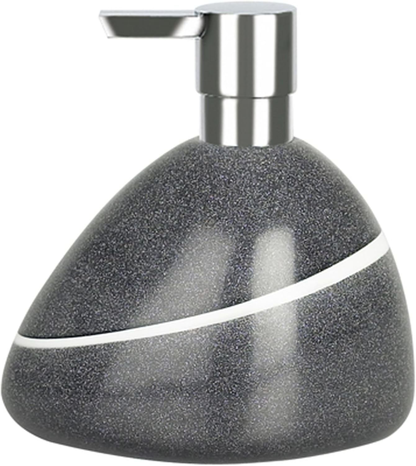 Spirella Etna Stone Soap Dispenser Polyresin Black White Stone Effect Height 14.5 cm x Width 13 cm, White/Black