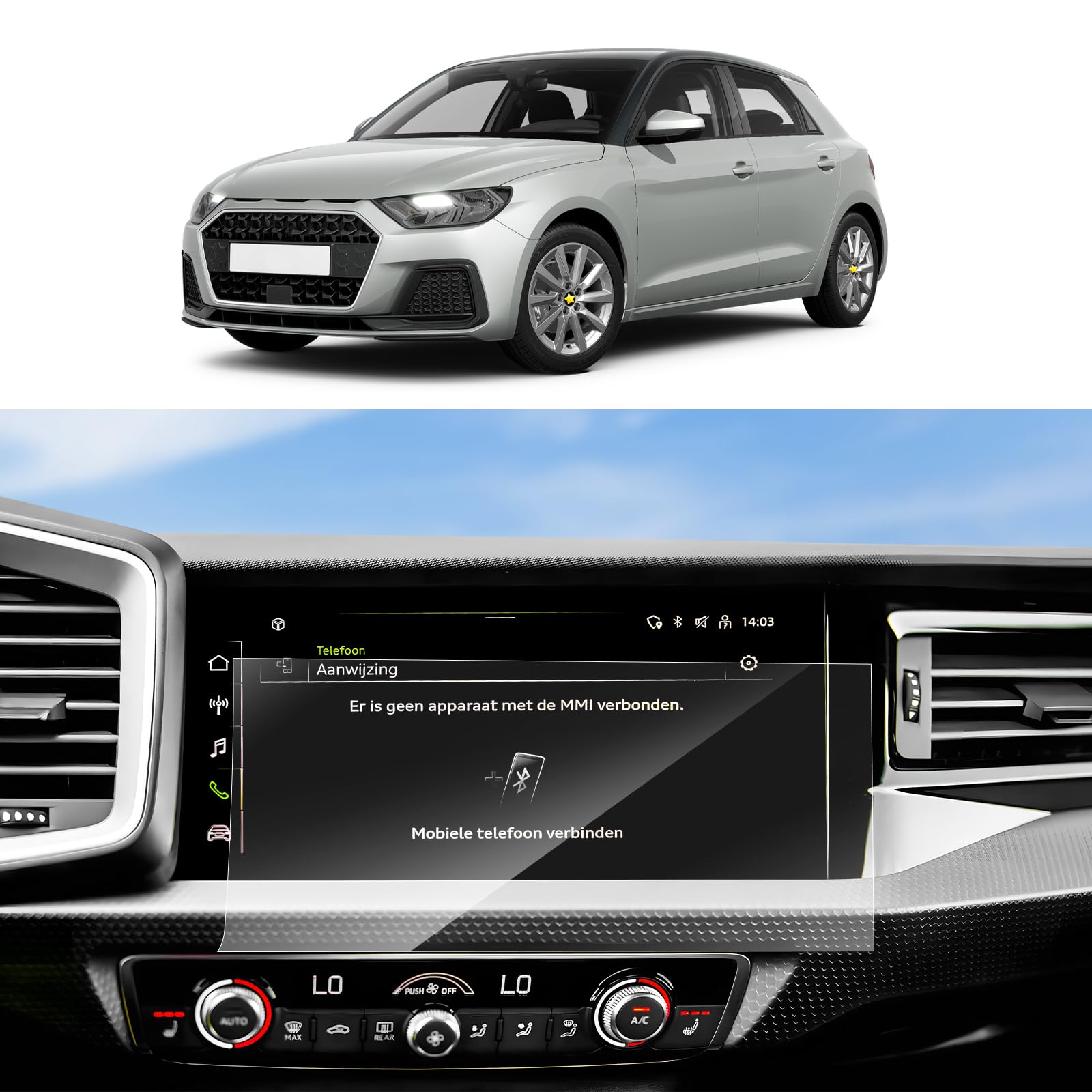 SKTU Pack of 2 Screen Protectors Compatible with Audi A1 GB 2019-2024 GPS Navigation PET Screen Protector 10.1 Inch