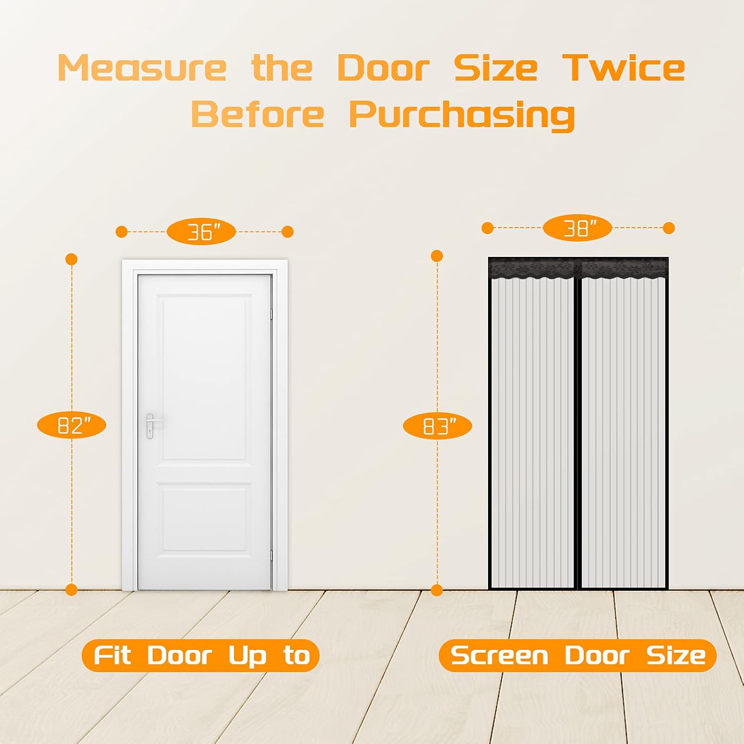 NGreen Reinforced Magnetic Screen Door, Heavy Duty Mesh Curtain and Full Frame Hook and Loop, Keeps Mosquitoes Out - Image 3