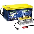 LOSSIGY 36V 100AH Golf Cart LiFePO4 Battery with 36 Volt 25A Lithium Charger, Prefect for Trolling Motor, Built in 200A Bluetooth BMS, Peak Current 1000A(3-5s), 10 Yrs Lifespan