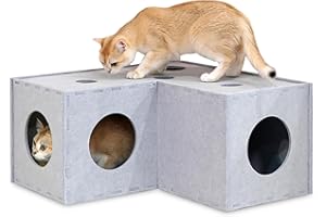 PETKARAY Cat Tunnel, Original Cat Hideaway Cave for Indoor Cats, Large Kitten Play Tubes and Tunnels, Soft Felt Cat Toy with Interactive Peek Hole