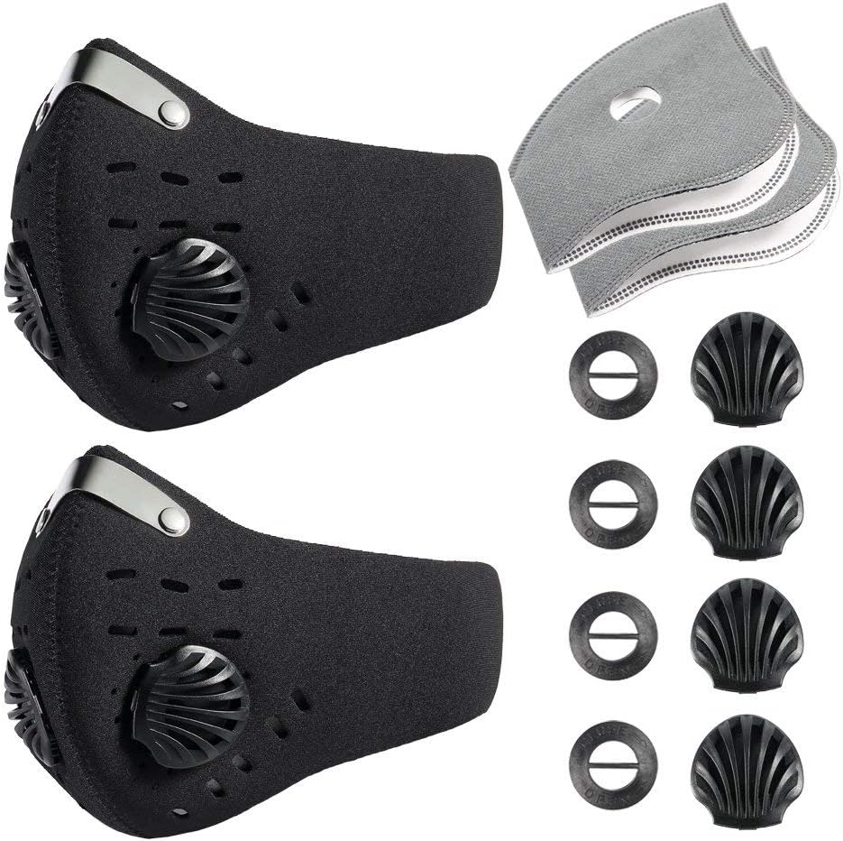 Krisvie Dustproof Face Mask Activated Carbon Dust Mask with Filter Filtration Cotton Sheet and Valves for Exhaust Gas, Pollen Allergy, PM2.5 Running Cycling Outdoor