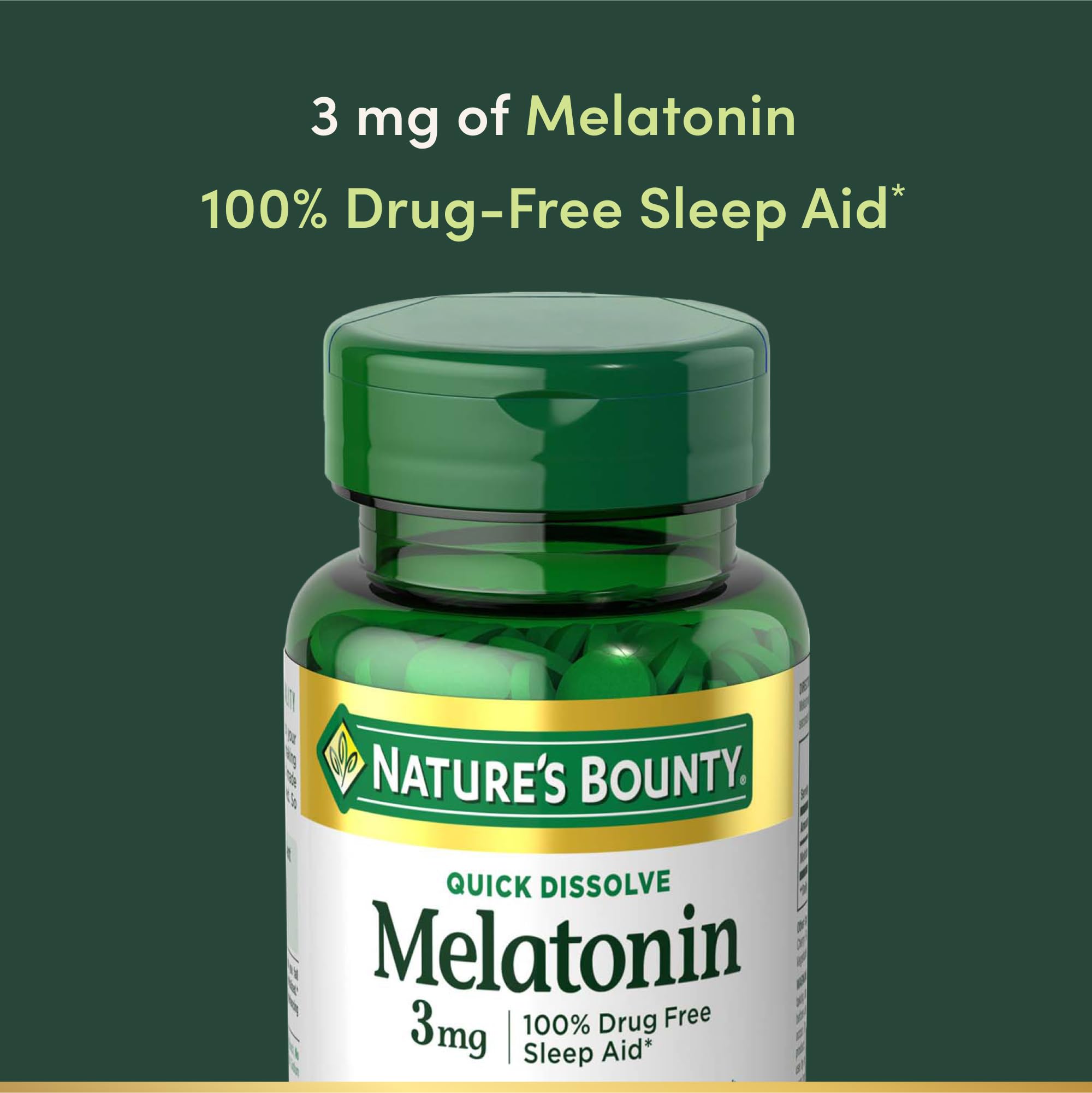 Nature's Bounty Melatonin 3mg Quick Dissolve, Sleep Aid Supplement, Sleep Aids for Adults, Cherry Flavor, 240 Count (Pack of 1), Package May Vary
