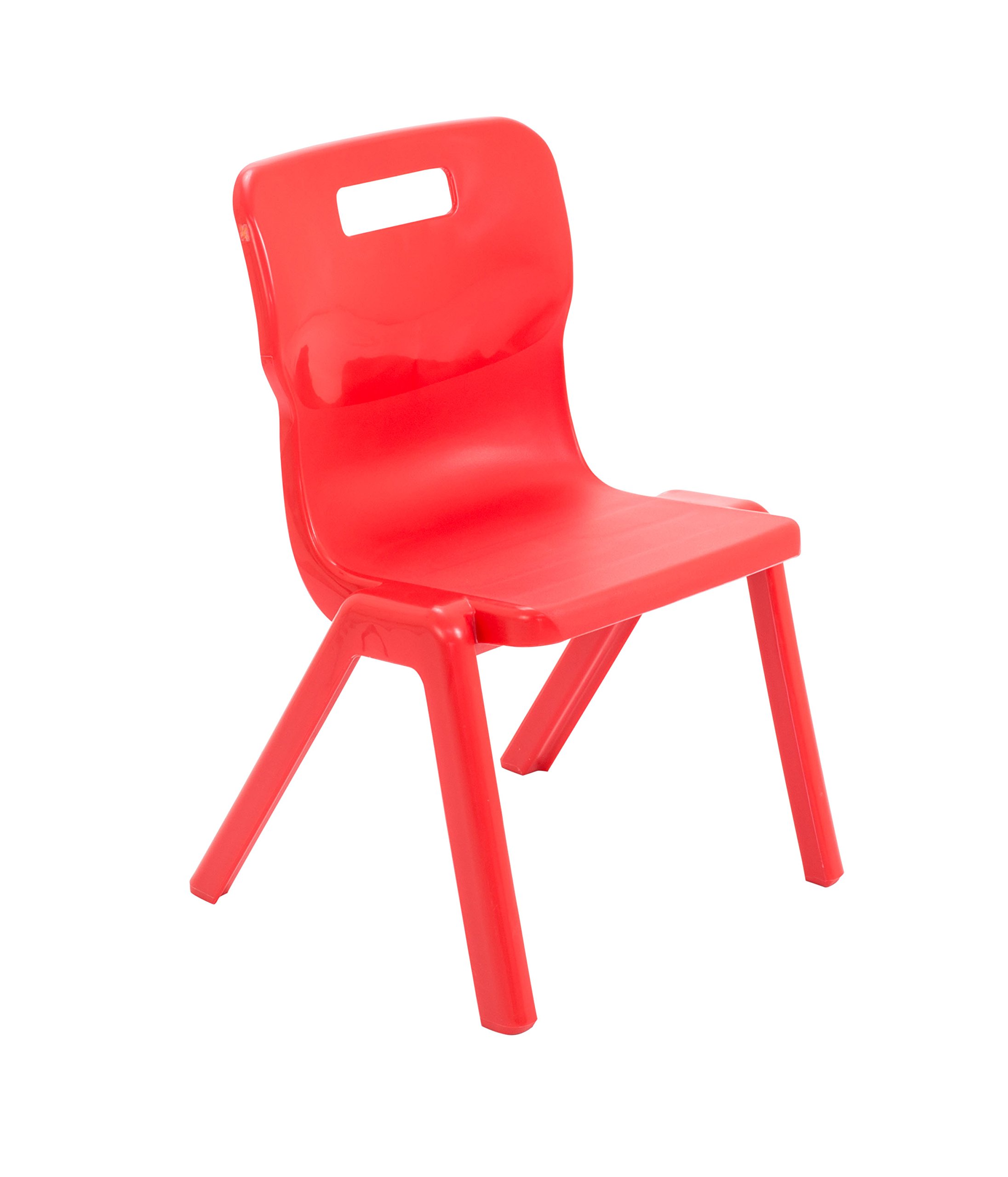 Titan One Piece Classroom Chair, Plastic, Red, Size 3 for Ages 5-7 Years, Pack of 4
