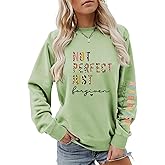 CIFEUEO Not Perfect Just Forgiven Christian Sweatshirt For Women, Inspirational Bible Verse Easter Day Long Sleeve Tops