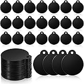 50 Pack Blank Dog Tags for Engraving Round Metal Stamping Blanks 1.18 Inch Metal Tags for Stamping, Blank Tag Aluminum Black Engraving Discs Signs Crafts Blanks Keychain