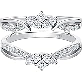 SHELOVES Guard Ring Enhancers for Engagement Rings Curved Wedding Bands AAAAA Cz 925 Sterling Silver 5-12