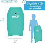 Nalu Bodyboard 33in Teal with Leash Crescent Tail XPE Core Beginner Board view 2