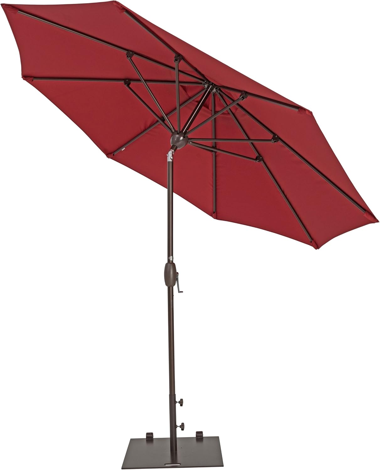 Amazon Com Patio Umbrella Trueshade Plus Outdoor Table Patio Umbrella With Push Button Tilt Includes Storage Cover Freestanding Or Table Hole 9 Diameter Jockey Red Garden Outdoor