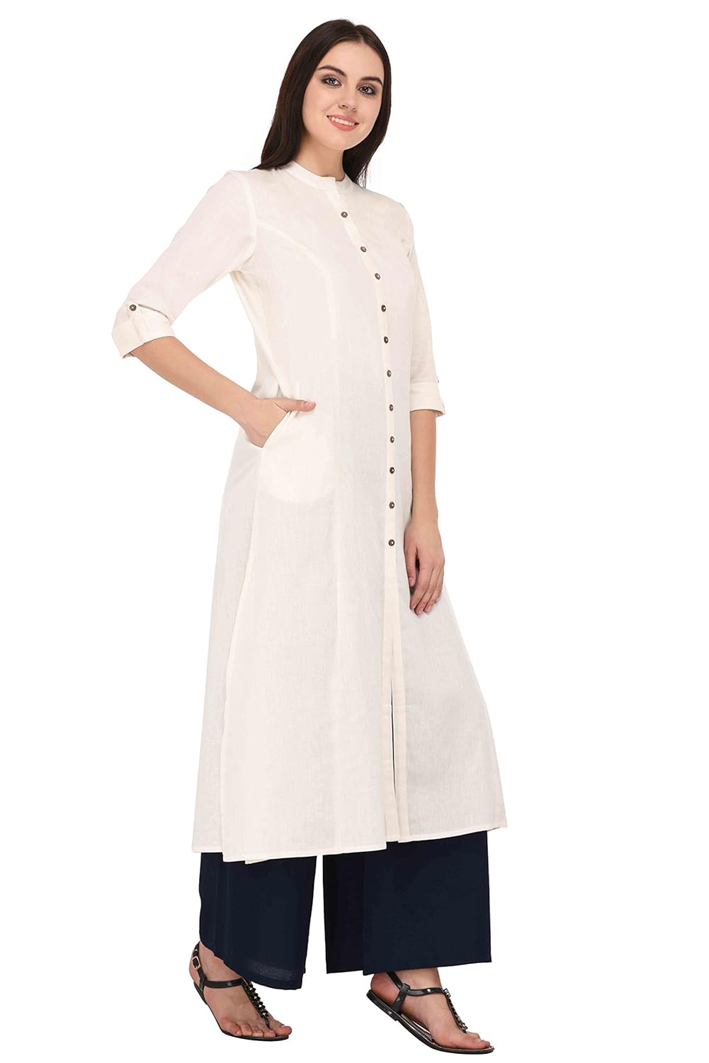 pistaa's women's cotton kurta (black_xs)