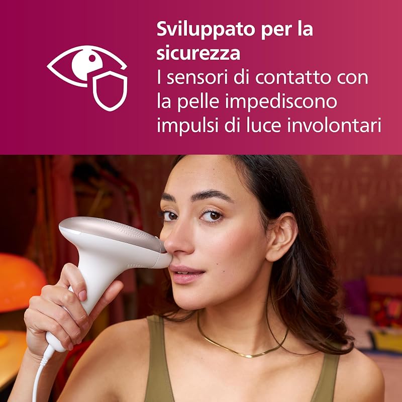 Lumea 7000 Series,dispositivo di epilazione IPL, alternativa ai dispositivi di epilazione laser, 3 accessori per viso, corpo e zona bikini, modello SC1999/00