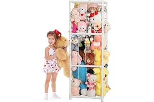 JAWNLITY Large Stuffed Animals Storage Zoo Cage, Creative PVC Stuffed Animal Zoo Holder, Space Saver Plush Toys Storage Organizer for Kids Room Playroom White