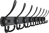 Dseap Coat Rack Wall Mount 74cm 8 Triple Hooks Stainless Steel Black