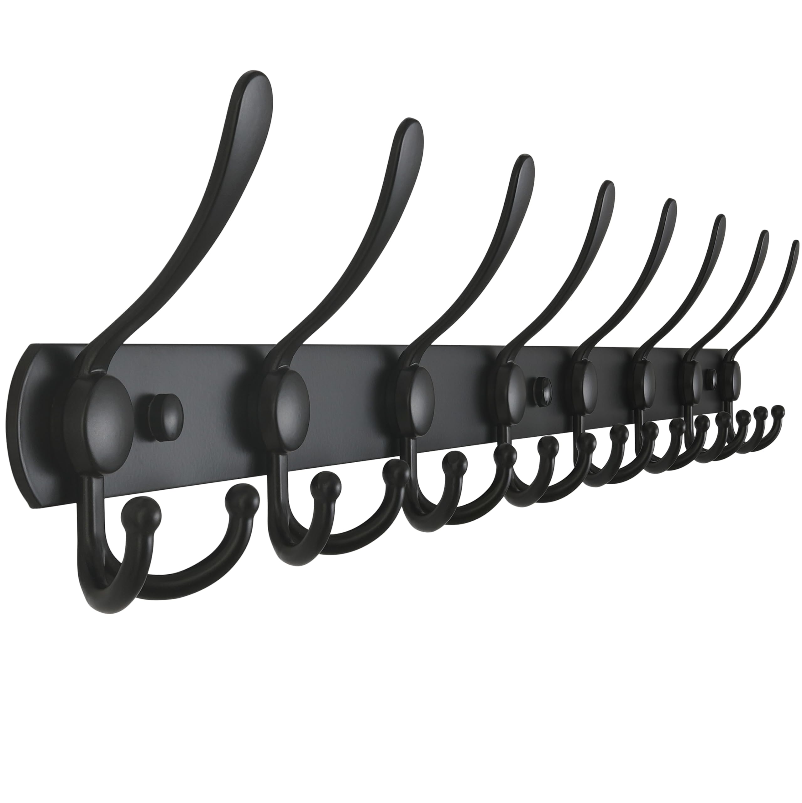 Dseap Coat Rack Wall Mount - 74cm Long 8-Tri-Hooks, Heavy Duty, Stainless Steel, Metal Coat Hanger Rail Wall Hooks for Coats Hats Clothing Clothes Purse Mudroom Entryway, Black