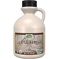 NOW Foods, Certified Organic Maple Syrup, Grade A Dark Color, Certified Non-GMO, Pure, Robust Taste, 16-Ounce