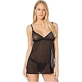 hanky panky Ruffle Mesh Babydoll & G-String Black MD