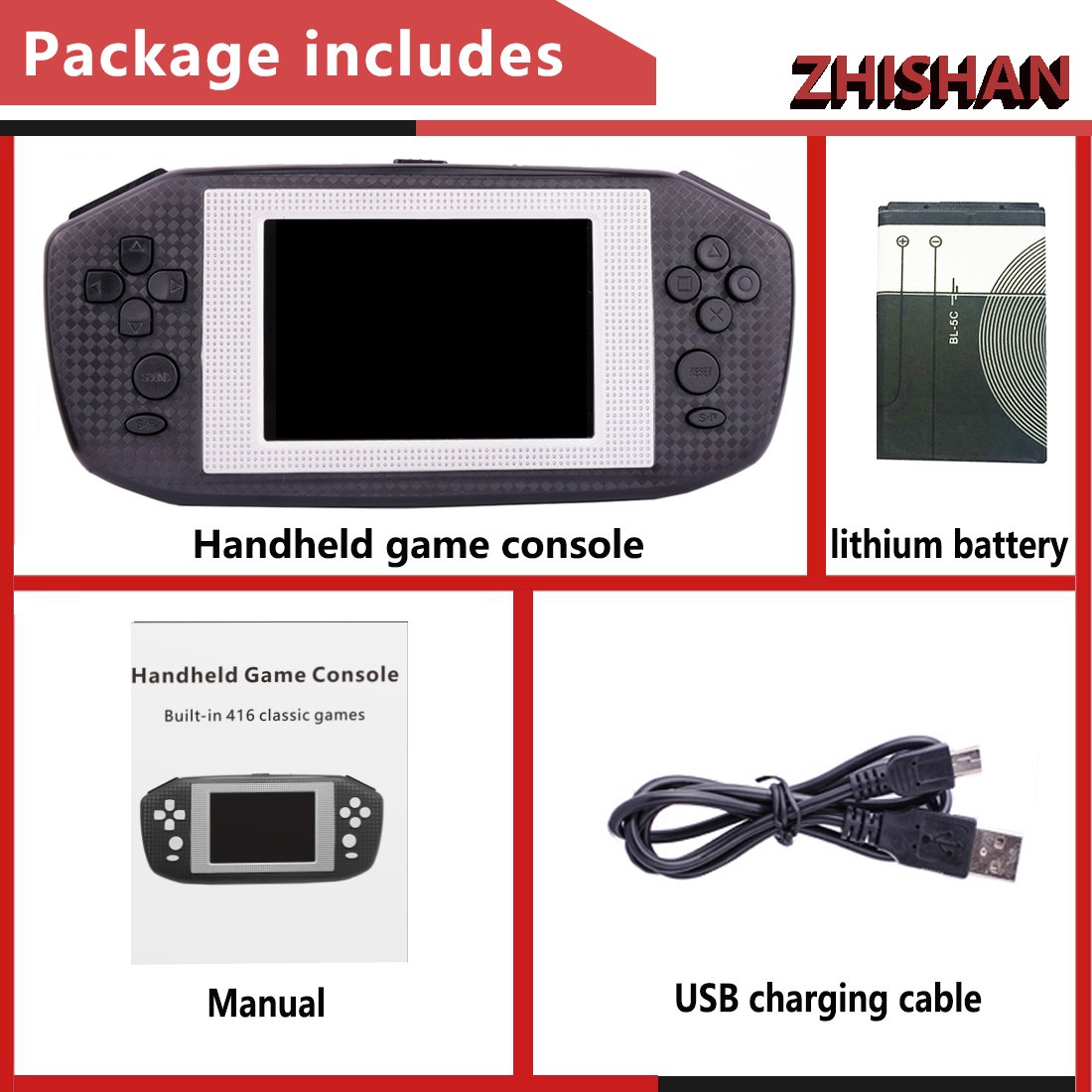 ZHISHAN Portable Handheld Game Console Gaming Player Birthday Gift for