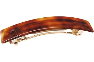 France Luxe Classic Rectangle Hair Barrette, Tortoise - Classic French Design for Everyday Wear