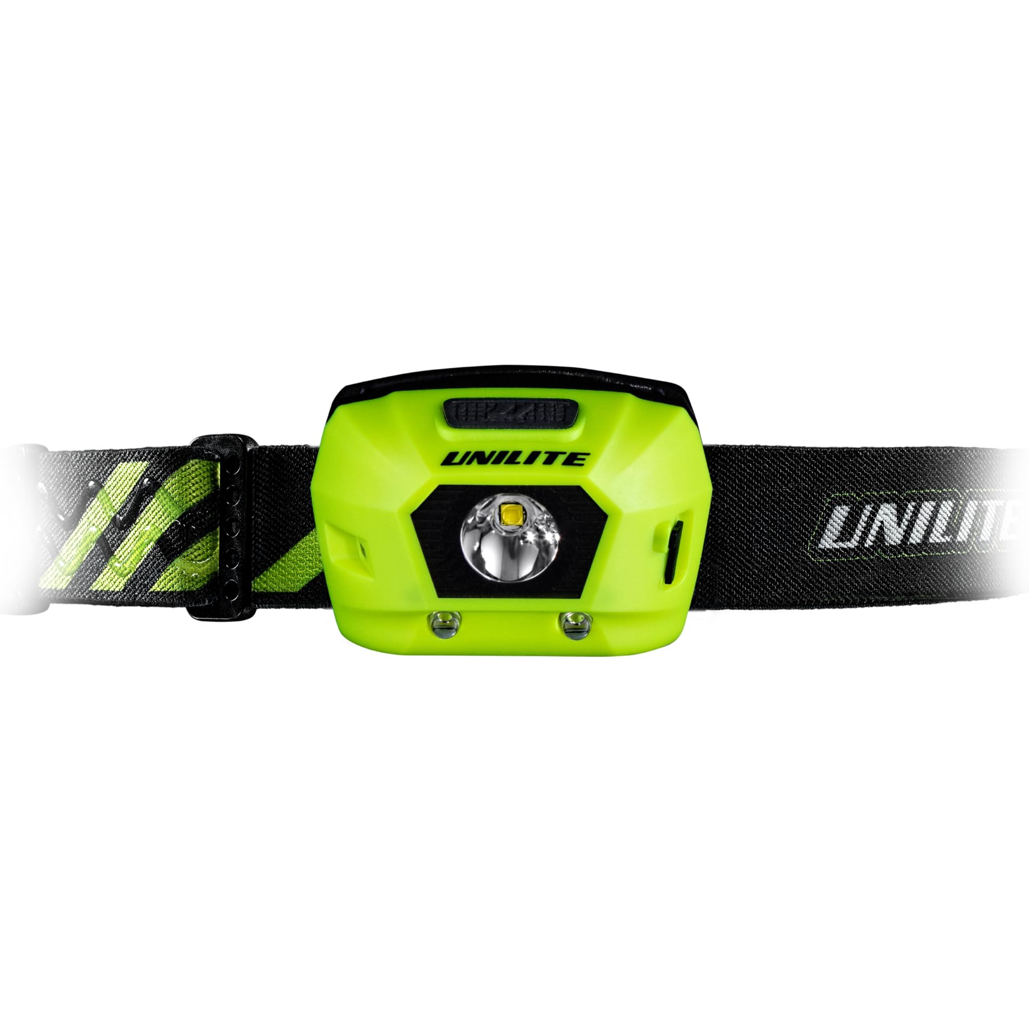 Unilite HL-4R Prosafe Hi Vis Yellow Helmet Mountable USB Rechargeable LED Headlight Torch- 275 Lumen - CREE LED Power - Adjustable Headband - 95 Metre Beam Range