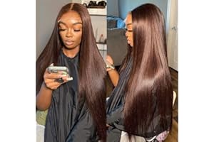 Hermosa 13x4 Chocolate Brown Lace Front Wigs Human Hair 180 Density Straight Lace Frontal Human Hair Wig Pre Plucked Hairline 4# Brown Wig 26 Inch